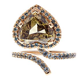 GIA Certified 5.02 Carat Fancy Dark Brownish Yellow Heart Shaped Diamond Ring