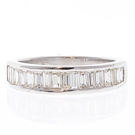 0.98 Carat Total Baguette Diamond Ring in 14 Karat White Gold