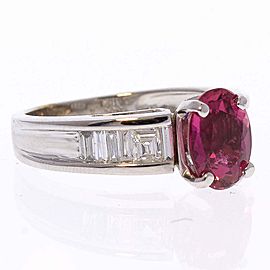 1.72 Carat Oval Rubellite and Diamond Cocktail Ring in 14 Karat White Gold