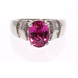 14KWG RUBELLITE & DIA RING, OV. RUBELLITE 2.17CTW, T.BAG 0.52CTW 22STNS