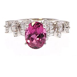 Heritage Gem Studio 14KWG RUBELLITE & DIA RING, OV RUBELLITE 1.80CT DIA 0.95CTW 33STNS - RD BR & T.BAG