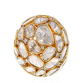 5.15 Carat Total Polki Diamond Dome Ring in 18 Karat Yellow Gold