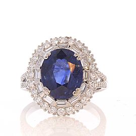 Heritage Gem Studio GIA Certified 3.86 Carat Oval Blue Sapphire and Diamond Ring in 18 Karat Gold