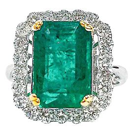 4.84 Carat Emerald Cut Emerald and Diamond Cocktail Ring in 18 Karat Gold