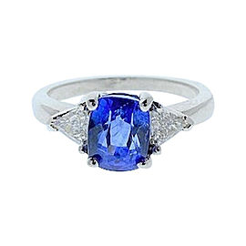 2.90 Carat Cushion Cut Blue Sapphire and Diamond Cocktail Ring in 18 Karat Gold