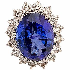 13.14 Carat Oval Tanzanite and Diamond Cocktail Ring in Platinum