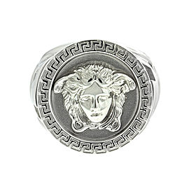 Versace 18k White Gold Large Logo Ring