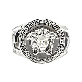 Versace 18k White Gold Logo Ring