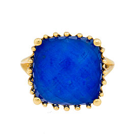 18k Yg Small Cushion Lapis and Crystal, No Diamond Tivoli Ring