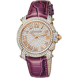 Roberto Cavalli Silver/Full Stones Purple Calfskin Leather RV1L008L0036 Watch