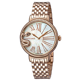 Roberto Cavalli White MOP Rose Gold Stainless Steel RV1L020M0106 Watch