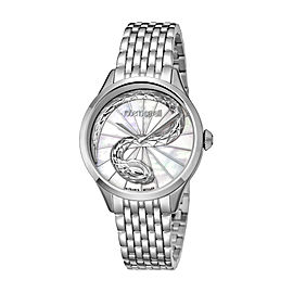 Roberto Cavalli White MOP Silver Stainless Steel RV1L036M0056 Watch