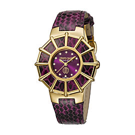 Roberto Cavalli Purple Dark Purple Calfskin Leather RV2L009L0036 Watch