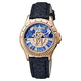 Roberto Cavalli Dark Blue Blue Calfskin Leather RV2L014L0046 Watch