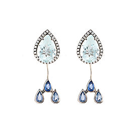 18K White Gold Aquamarine Watershed Earrings