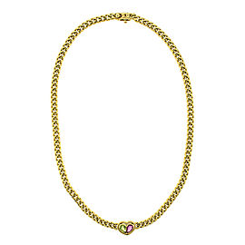 Bvlgari 18k Yellow Gold Color Stone Heart Necklace