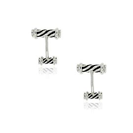 Tiffany Sterling Silver Black Enamel Cufflinks