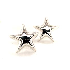 Tiffany & Co Estate Omega Back Star Earrings Sterling Silver 18.9 Grams TIF92