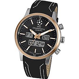 Jacques Lemans UEFA U40H Rose Gold Tone Case Leather Mineral Mens 49mm Watch