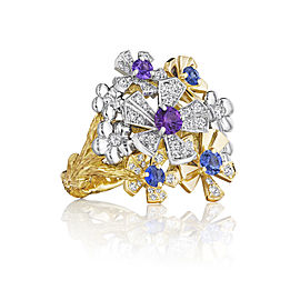 18K Gold Wonderland Pow Orchid Purple and Blue Sapphire Ring