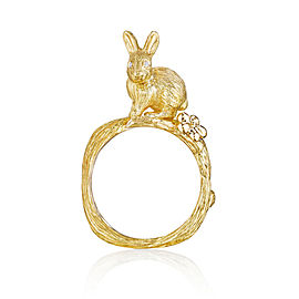 18K Gold Wonderland Stackable Bunny and Orchid Ring