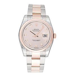 Rolex DateJust 116231 Stainless Steel and 18K Everose Gold Pink Diamond Dial 36mm Mens Watch