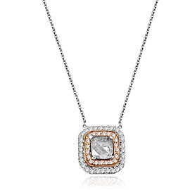 18k White Gold Slice Diamond Natural Pink and White Diamond Pendant Necklace