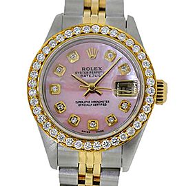 Rolex Datejust 18K Yellow Gold & Steel Two Tone Diamond Womens 26mm Watch