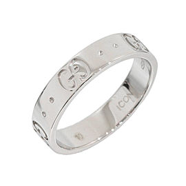 Gucci 18K White Gold Icon Band Ring Size 5.25