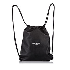 Saint Laurent Teddy Drawstring Leather Backpack