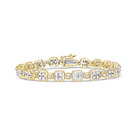 10K Yellow Gold 2.0 Cttw Diamond Square Link Bracelet (J-K Color, I2-I3 Clarity) - Size 7.25"