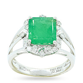 14K White Gold with 2.65ct Emerald and 0.36ctw Diamond Ring Size 7.0