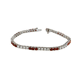 Diamond and Ruby Tennis Bracelet in 14k White Gold