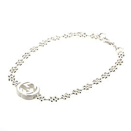 GUCCI 925 Silver Interlocking G Flower Bracelet LXGBKT-533