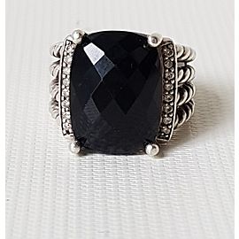 David Yurman Wheaton 16x12 Black Onyx Diamond Ring 