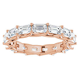 5 CARAT EMERALD-CUT DIAMOND ETERNITY RING ROSE GOLD 30 POINTER G COLOR VS1 CLARITY SHARED PRONG BAND BY MIKE NEKTA NYC SIZE 7