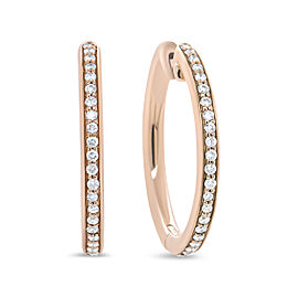 True 18K Rose Gold 1/5 Cttw Round Diamond Hoop Earrings (F-G Color, VS1-VS2 Clarity)