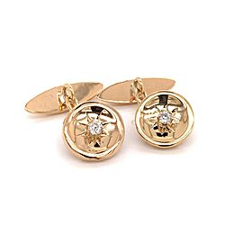 Diamond 14 Kt Gold Cufflinks Certified $1,790