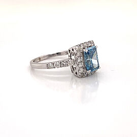 2 Carat Radiant Cut Blue Lab Grown Diamond Engagement Ring. . IGI Certified