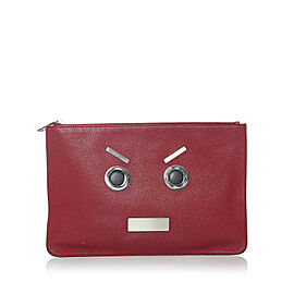 Fendi Face Leather Clutch Bag