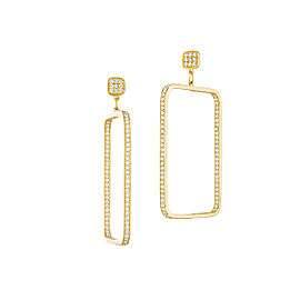 Piece Square Diamond Drop Earrings - Medium