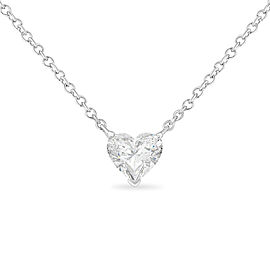 14k White Gold 1/4 Cttw Lab Grown Heart Shape Diamond Solitaire 18" Pendant Necklace (E-F Color, SI1-SI2 Clarity)