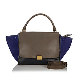 Celine Trapeze Tricolor Leather Satchel