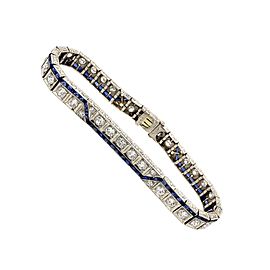 Art Deco 1920s Platinum Diamond Synthetic Sapphire Bracelet