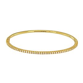 Tiffany&Co. Yellow Gold METRO Diamond Hinged Bangle Medium size