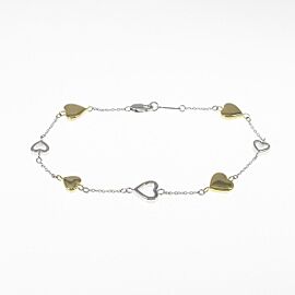 TIFFANY & Co 18K Yellow White Gold Multi Heart Bracelet LXGKM-108