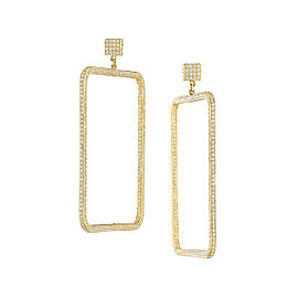 Piece Square 3D Diamond Earrings