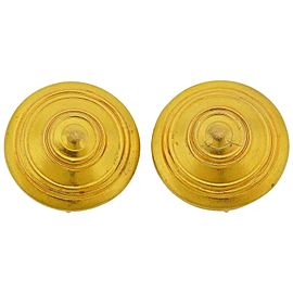 Lalaounis Greece Gold Button Earrings