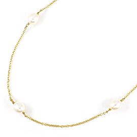 TIFFANY & Co 18K Yellow Gold 7 Point Pearl Necklace LXWBJ-833