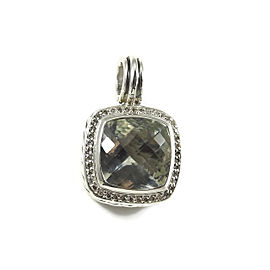 David Yurman Sterling Silver 14mm Prasiolite and 0.30ct Diamond Albion Enhancer Pendant